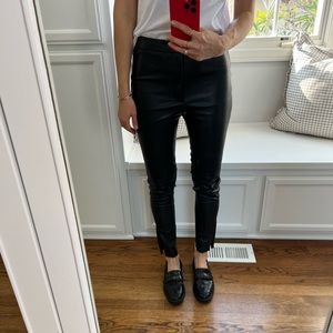 Zara Faux Leather Leggings with Ankle Slit, Black Size Small